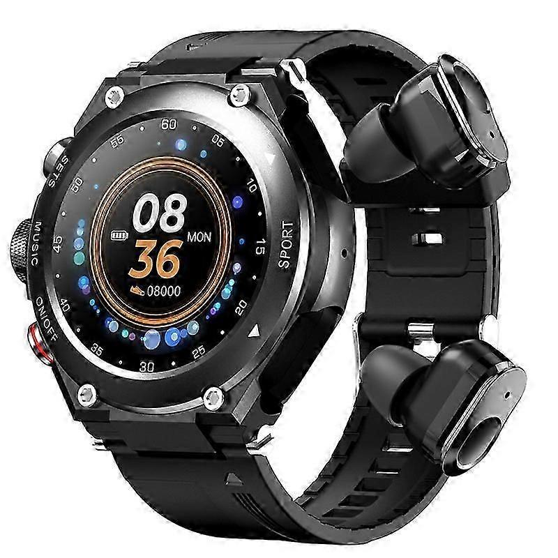 Smart Watch with Wireless Earphones, in 1 Round Fitness Tracker Watch