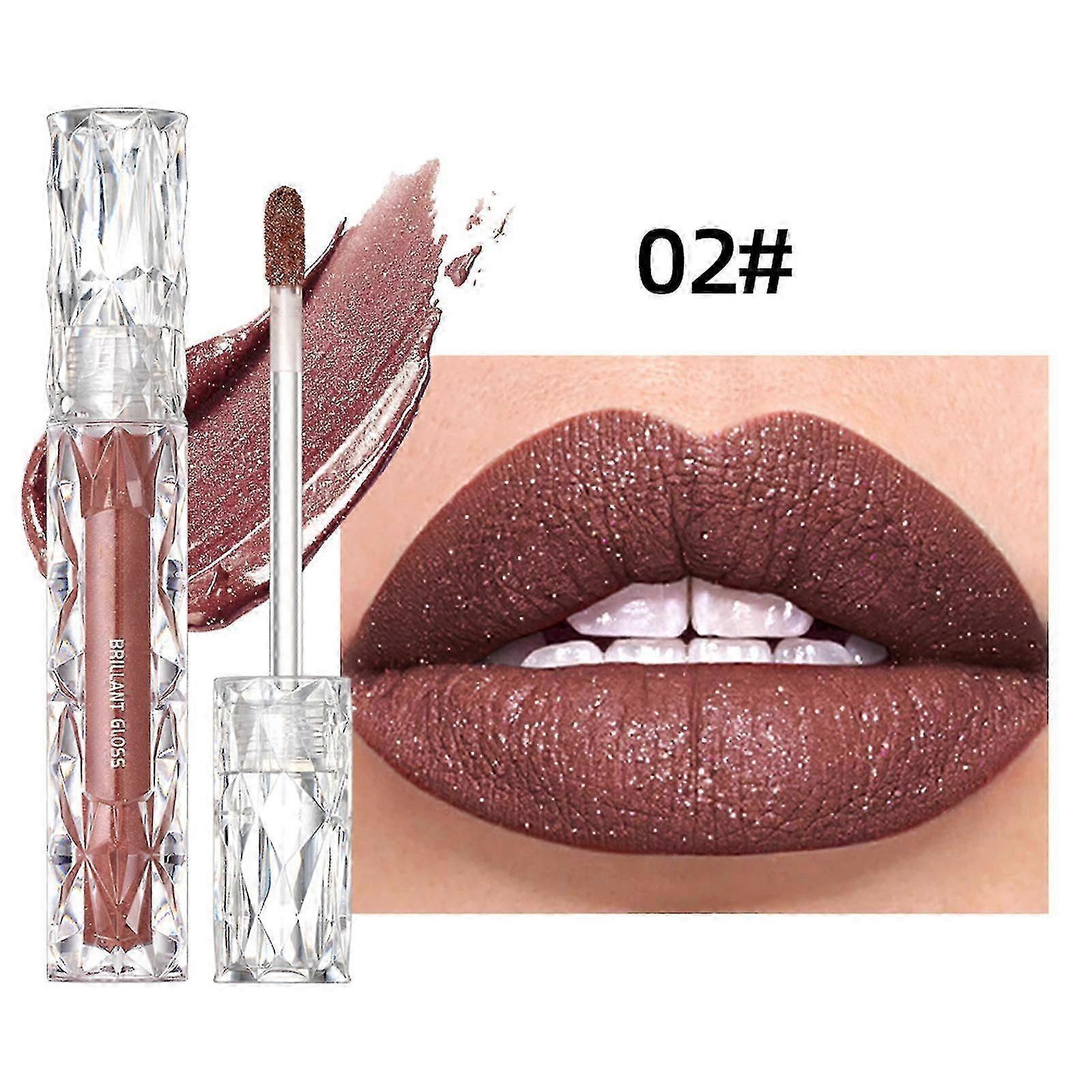 Liquid Glitter Lipstick, Diamond Shimmer Finish Highly Pigment Lip Tinted Stain, Waterproof Long Lasting Smudge-proof Lip