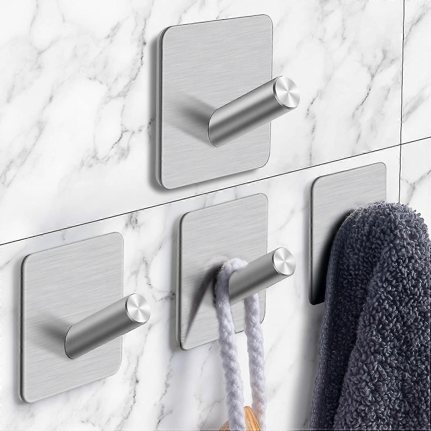 4-Pack Adhesive Wall Hooks for Bathroom