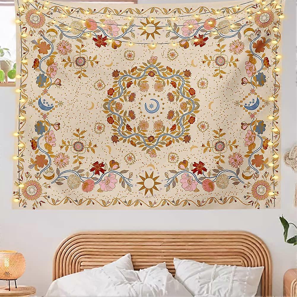 Bohemian Floral Vine Celestial Sun Moon and Star Hippie Boho Wall , Medium 50ʺx 60ʺ