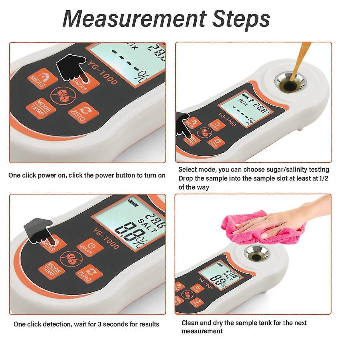 Digital Display 3 in 1 Electronic 0-60% Meter Refractometer, Sugar Salt Meter, Fruit Juice Sugar Co
