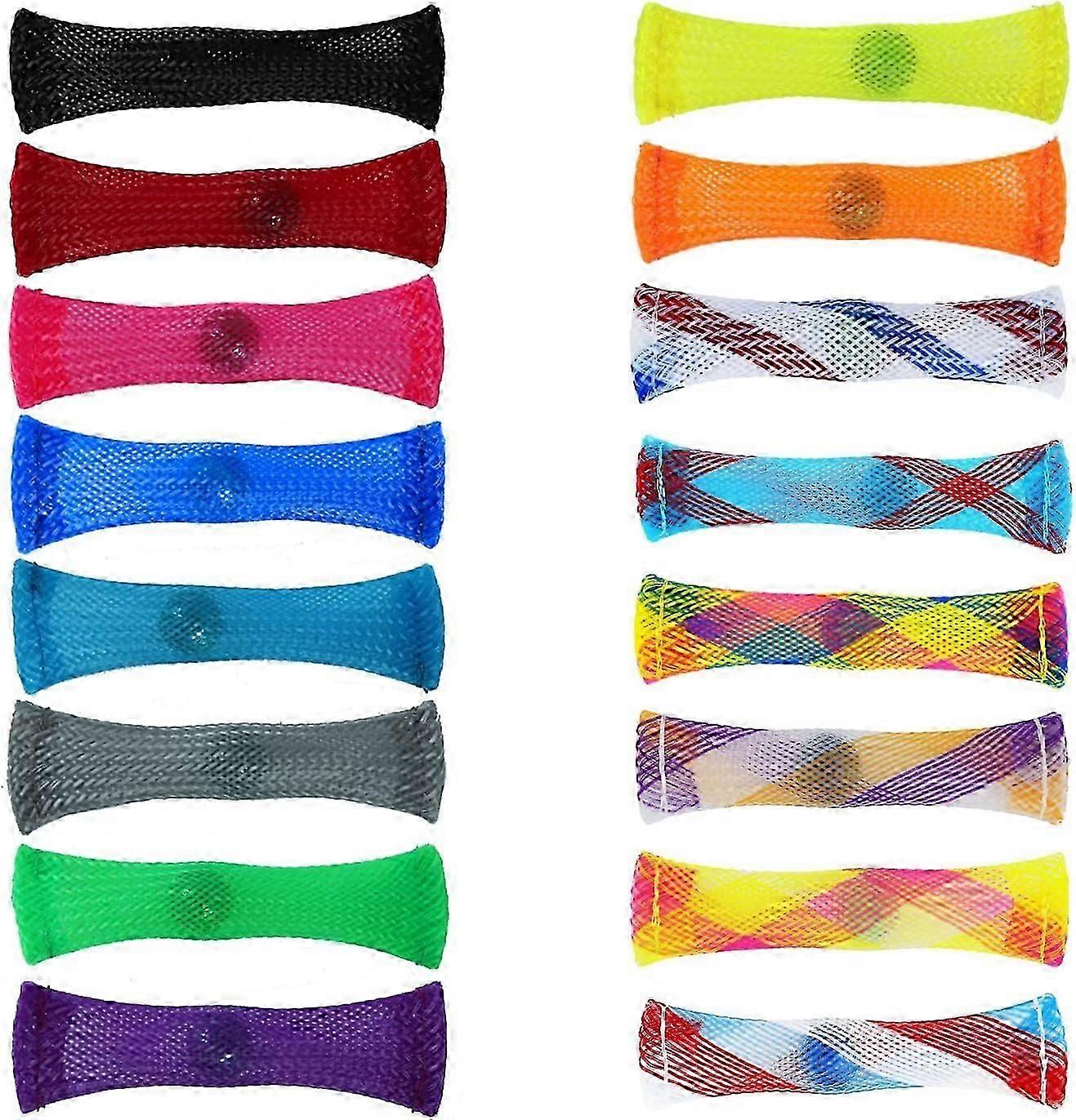 16stk vævet mesh rør med marmor legetøj, sensorisk legetøj, fingerspids mesh legetøj, angst relief, anti-stress legetøj
