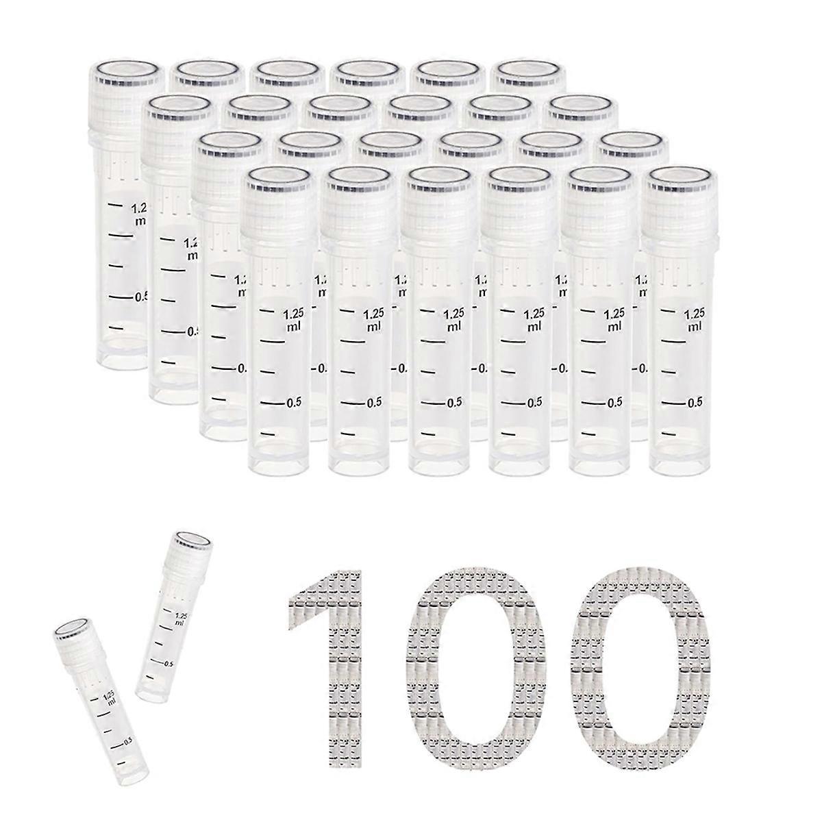 Cryovials Sterile Tubes 2ml Lab Vials with Caps Cryovial for Low Temperature Storage, Case of 100