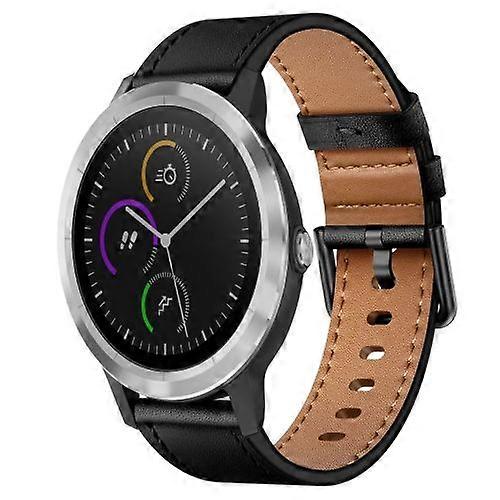 For Garmin Vivoactive 3 20mm Metal Button Switch Leather Watch Band