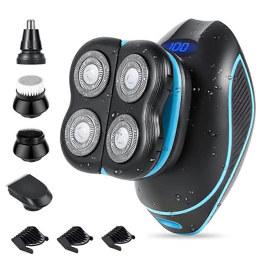 5D Bald Head Shaver, High-Quality Replacement Heads with Alternate Floating Washable Design, Wet/Dry Electric Shaver for Bald Men, 5 In 1 Grooming