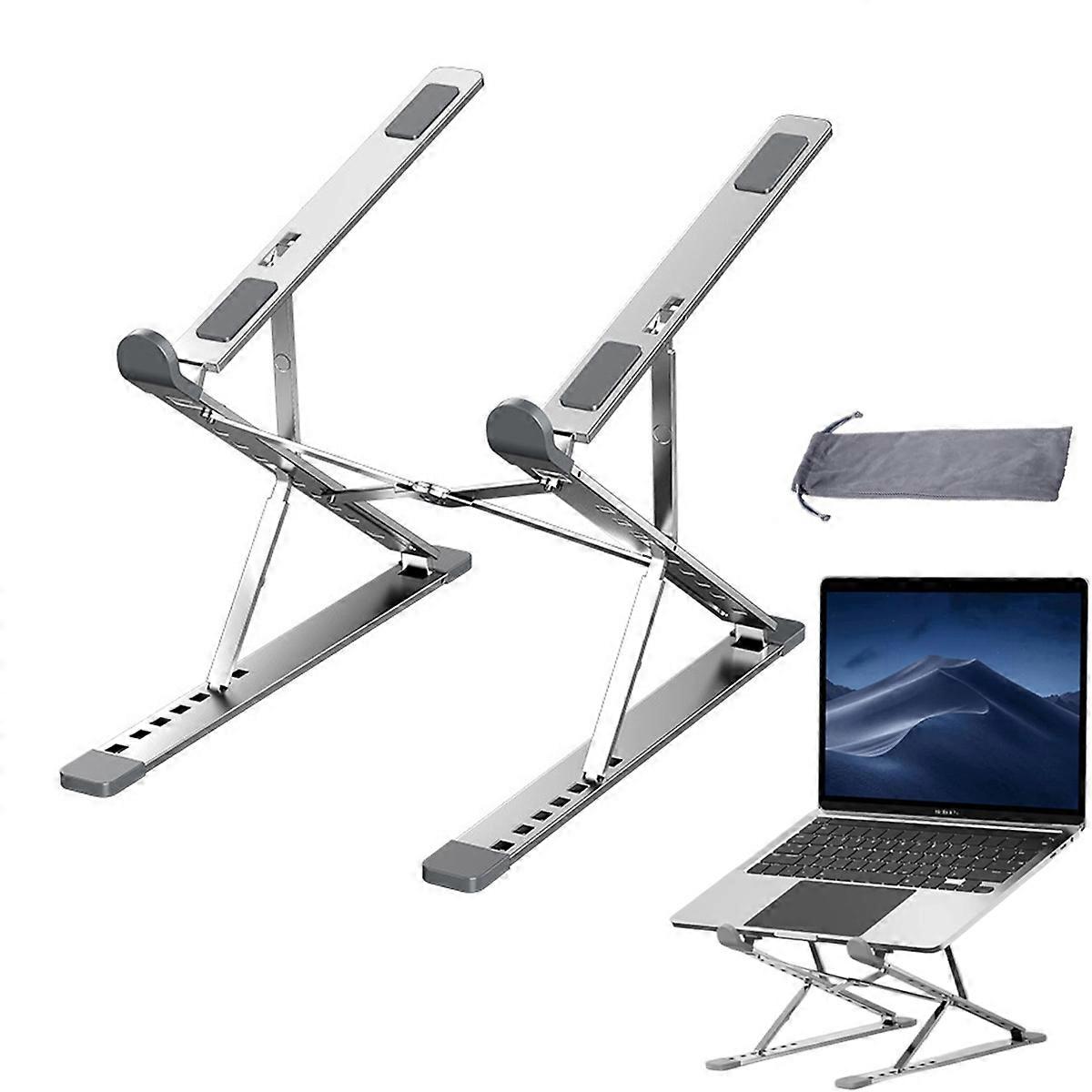 Adjustable Laptop Stand, Aluminum Alloy Computer Holder with Foldable Design for Enhanced Mobility, Ergonomic Non-slip Silicone Pads for Stability