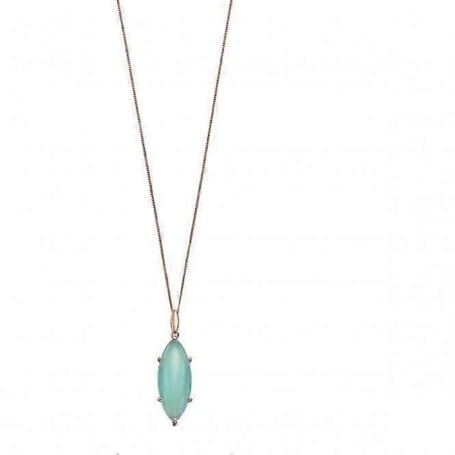 Beginnings Elements Silver Marquise Cab Aqua Chalcedony Rose Gold Plate