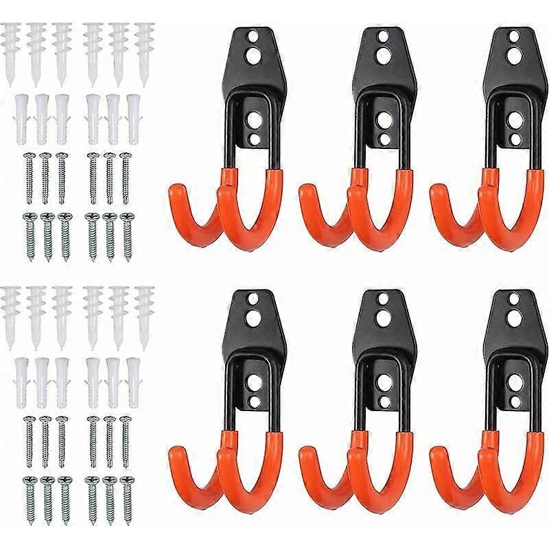 PCS Heavy Duty Garage Hooks Wall Mounted Garage Storage Convenient Double Hook Steel Bucket Holder for Bulk Items Ropes Ladders etc.