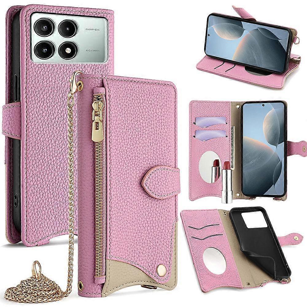 Étui de téléphone en cuir de litchi à chaîne en queue de poisson