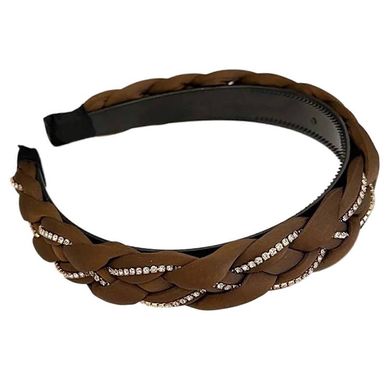 Pleciona opaska na głowę Opaski do włosów Akcesoria do włosów dla kobiet Nakrycia głowy na wesele Unikalna opaska na głowę dla różnych wyglądów Kawa Jeden rozmiar