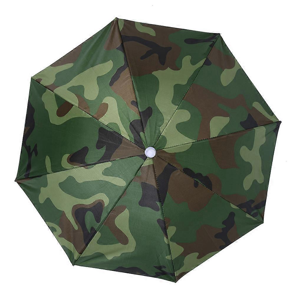 65cm Sunscreen Windproof Head Mounted Umbrella Top Folding Hat Umbrella(Camouflage)