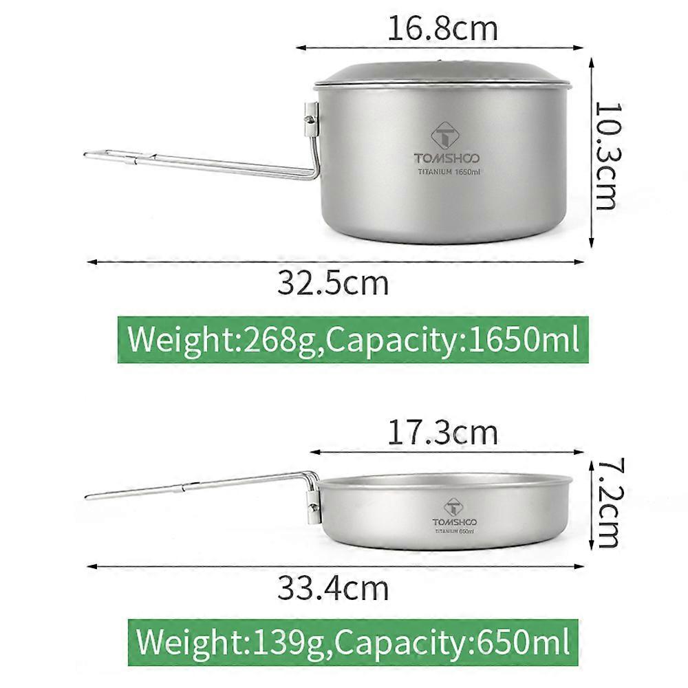 TOMSHOO Titanium Cookware Set Camping Pot and Pan for Backpacking and Camping