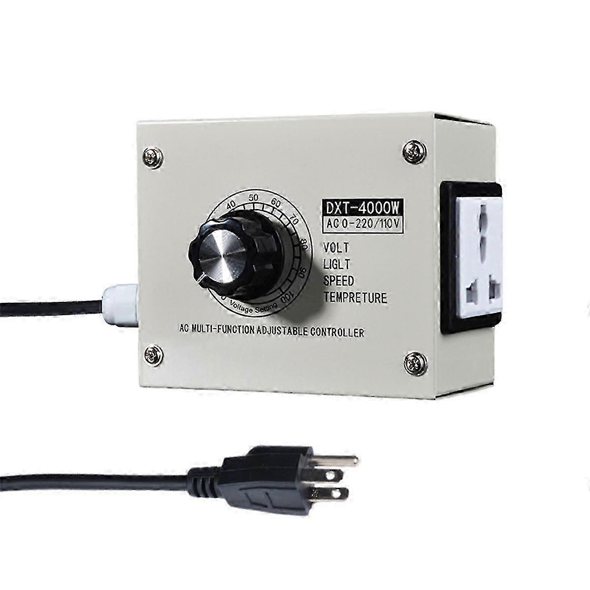 Adjustable Voltage Regulator 4000W SCR Adjustable Dimmer Speed Temperature Stepless Variable Speed Belt US Plug