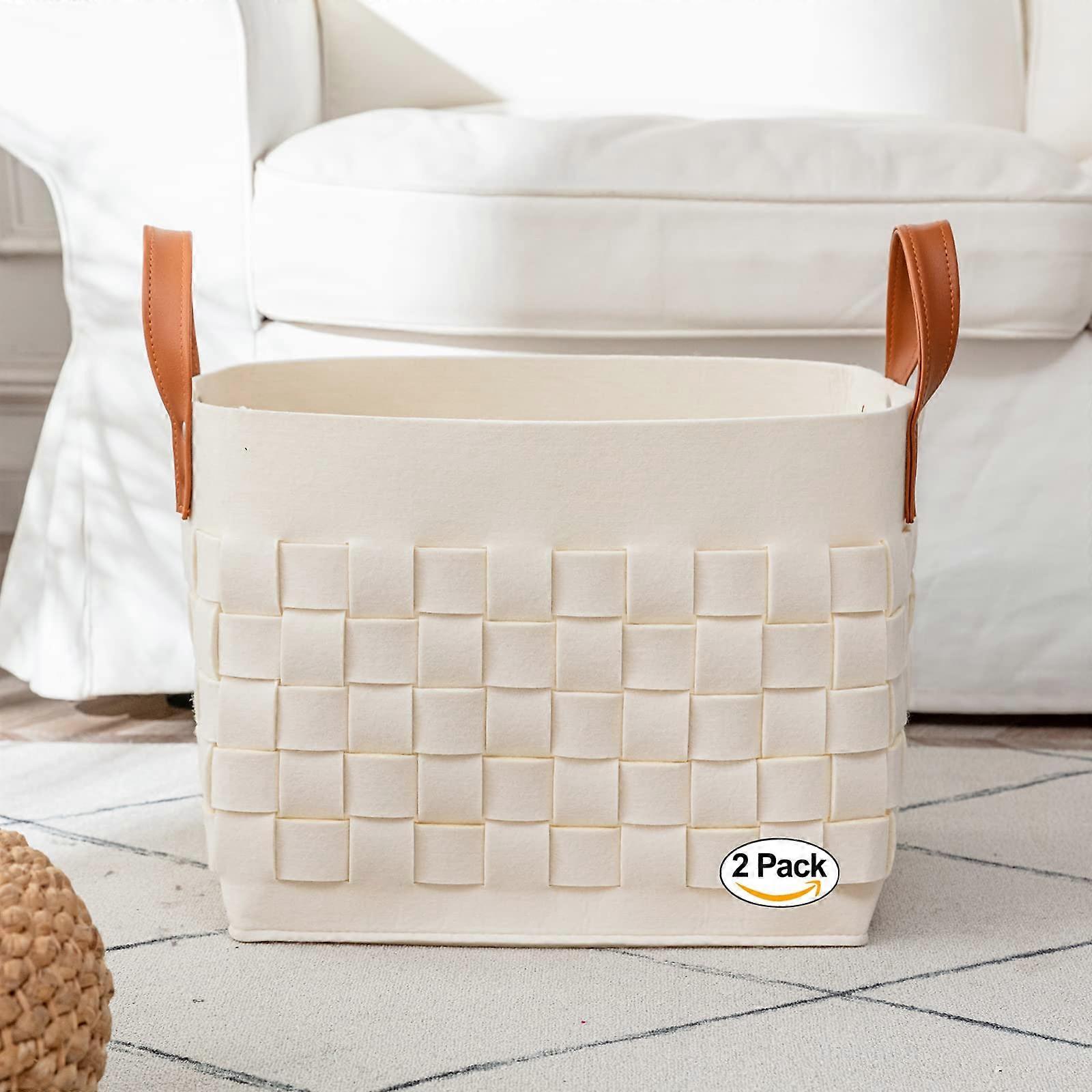 2 Pack Blankets Basket Laundry Hamper Large Rectangular 15" x 13" x 11"