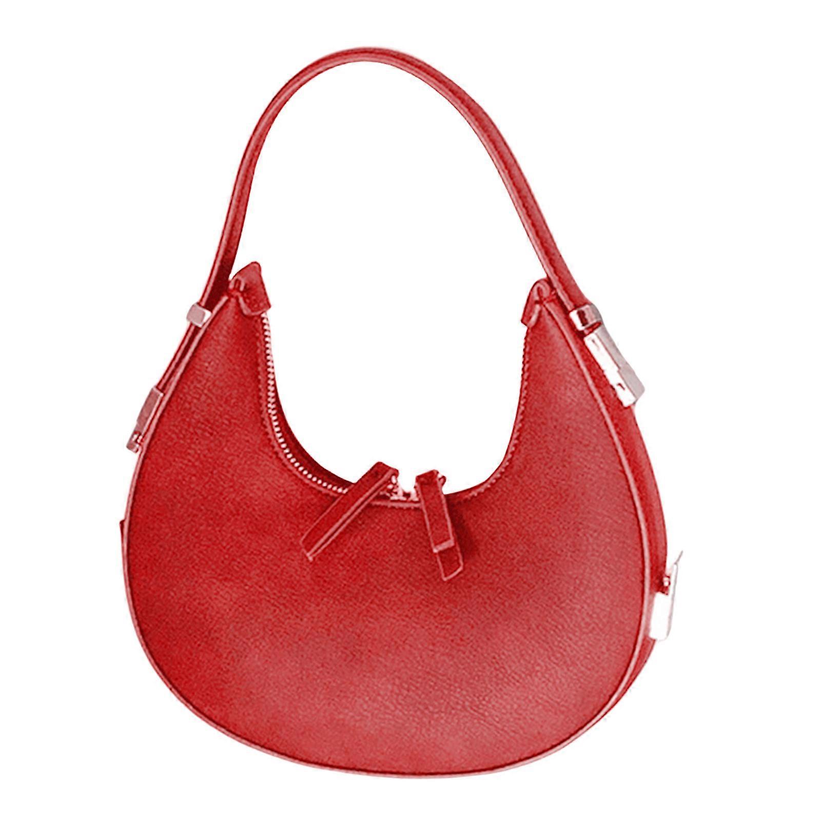 Bolsa Vintage Lua Para Mulheres Estilo Coreano Simples PU Couro Bolsa De Noite Crescente Casual Top Handle Bolsa Vermelha