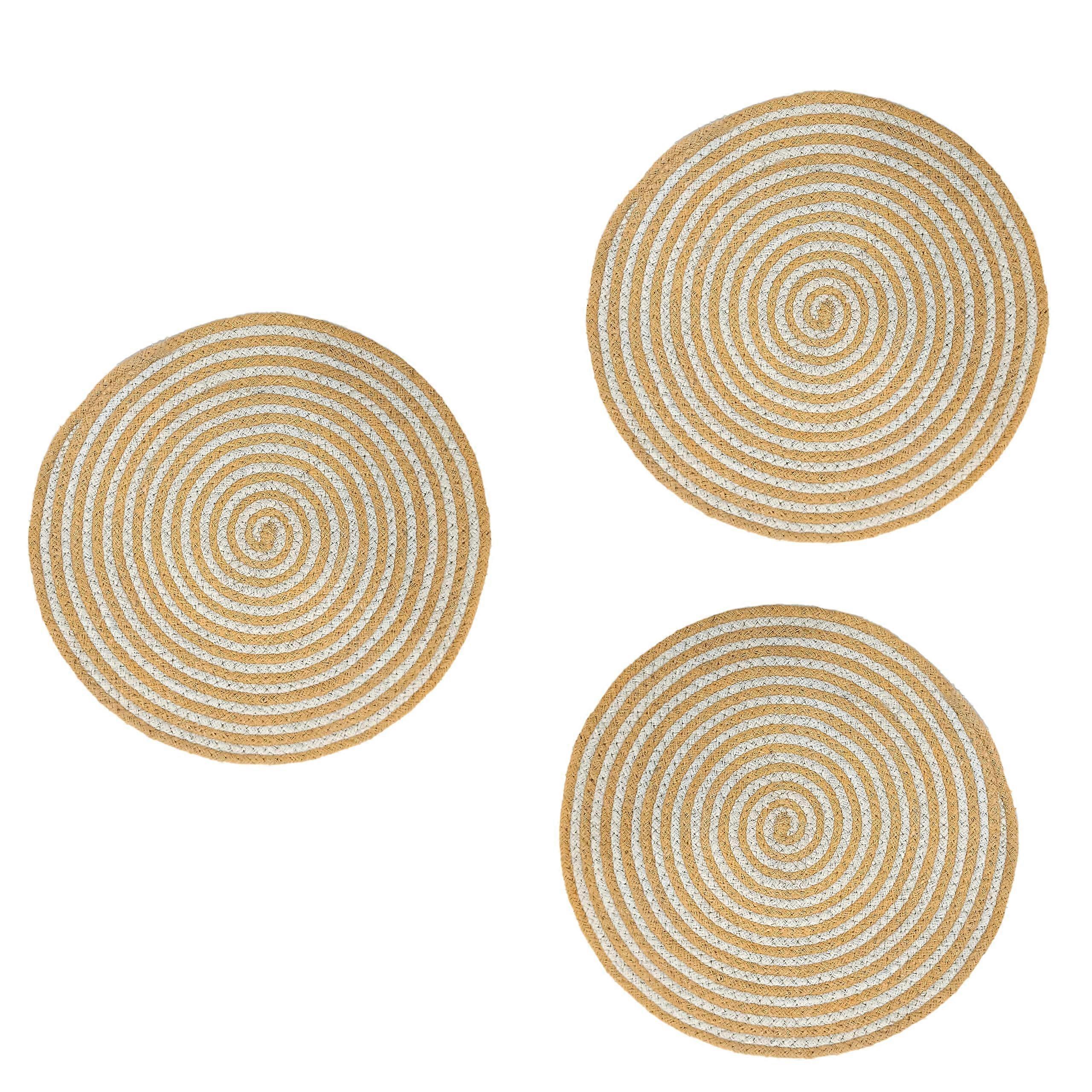 3 Set Woven Rattan Trivets for Dinning Table Heat Protection