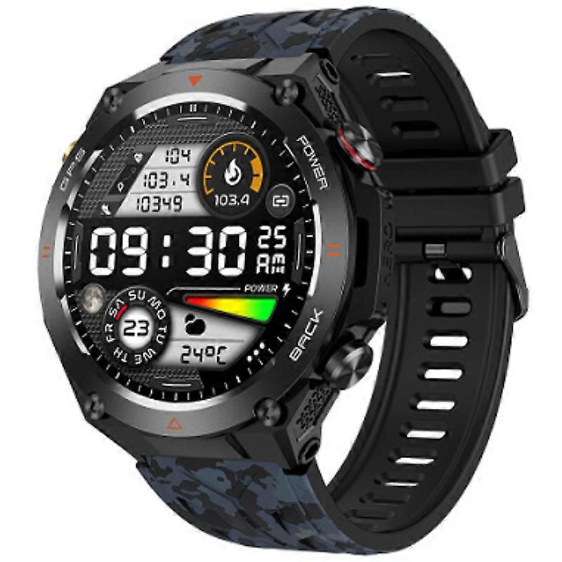 Smart Watch GPS Outdoor Bluetooth Calls Message Notification Smartwatch Compass Altitude Barometer Heart Rate Monitor(Black)