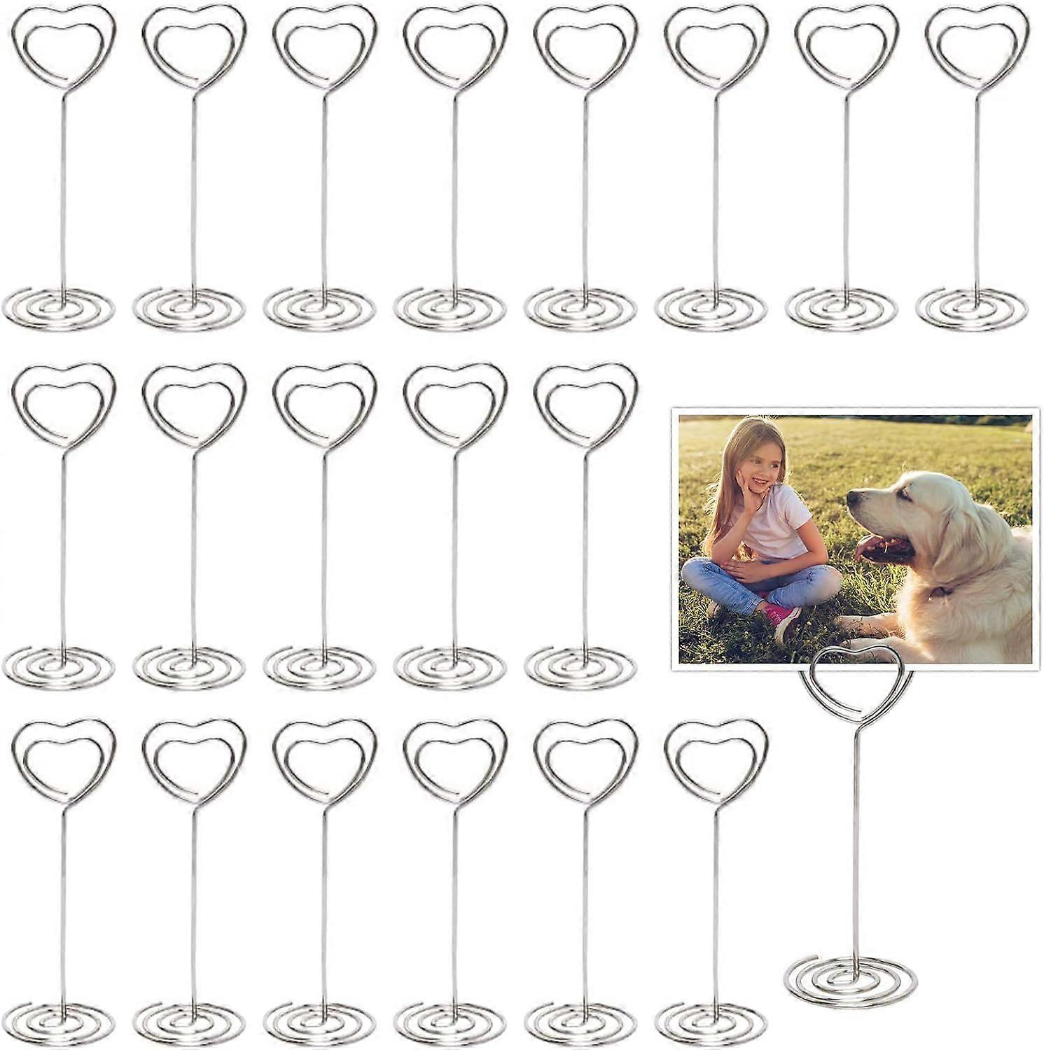 Porte-cartes de numéro de table, (argent) 25 porte-cartes de numéro de table pour les photos de notes de bureaux de mariages, porte-cartes de numéro de table adopte un design en forme de coeur