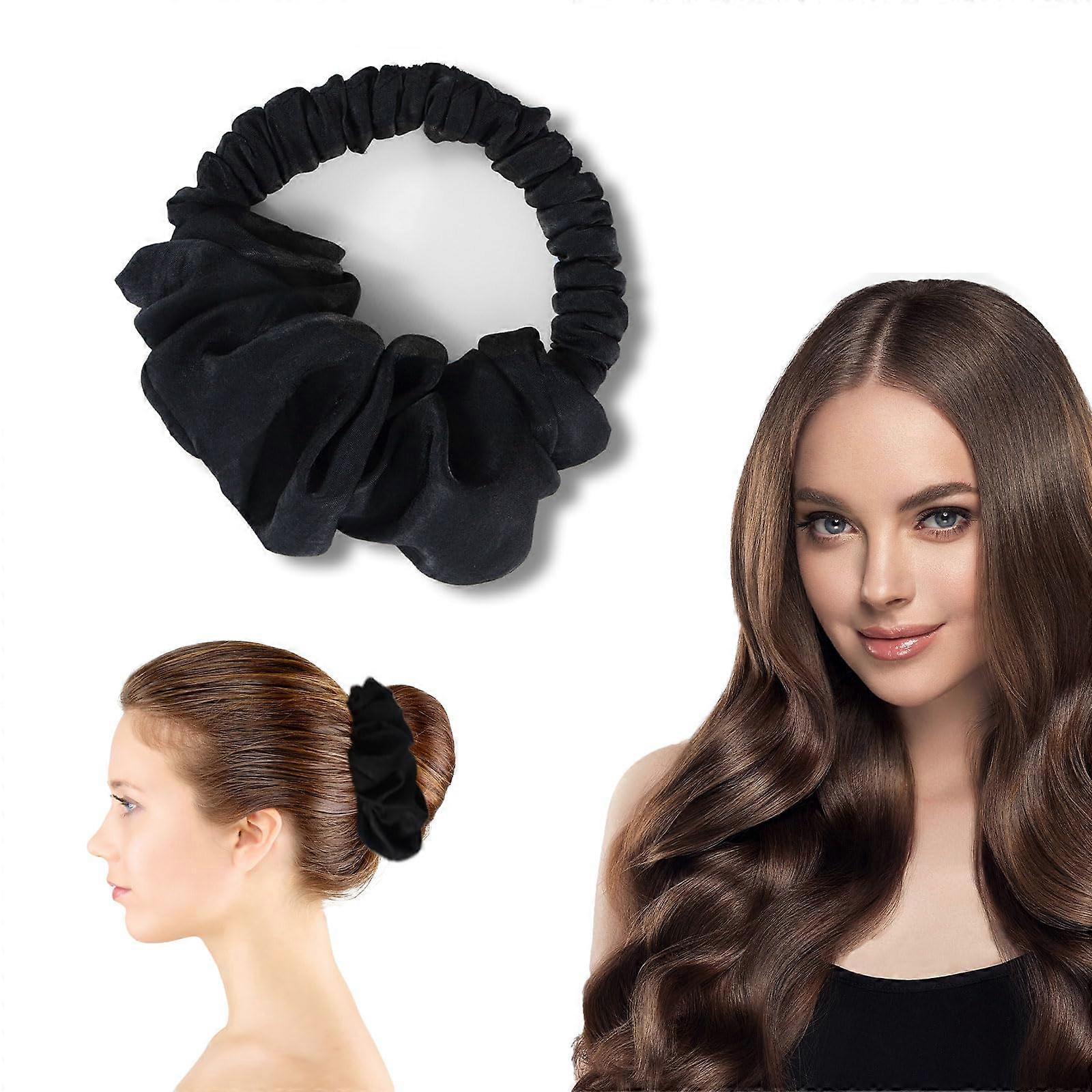 Heatless Curlers Overnight Heatless Curling Scrunchie No Heat Curls for Long Short Hair Soft Hair Rollers to Sleep in (Black)