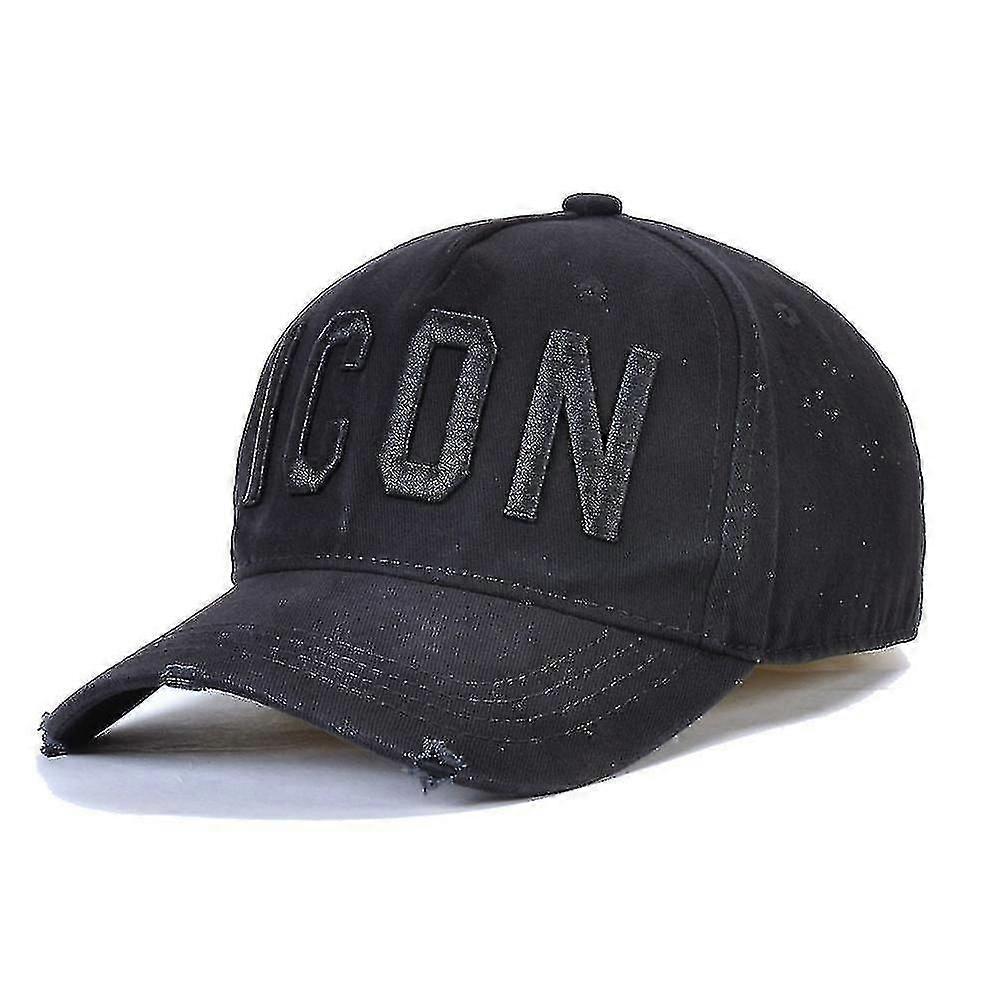 High Quality 100% Cotton Adjustable Baseball Cap Icon Monogram Black