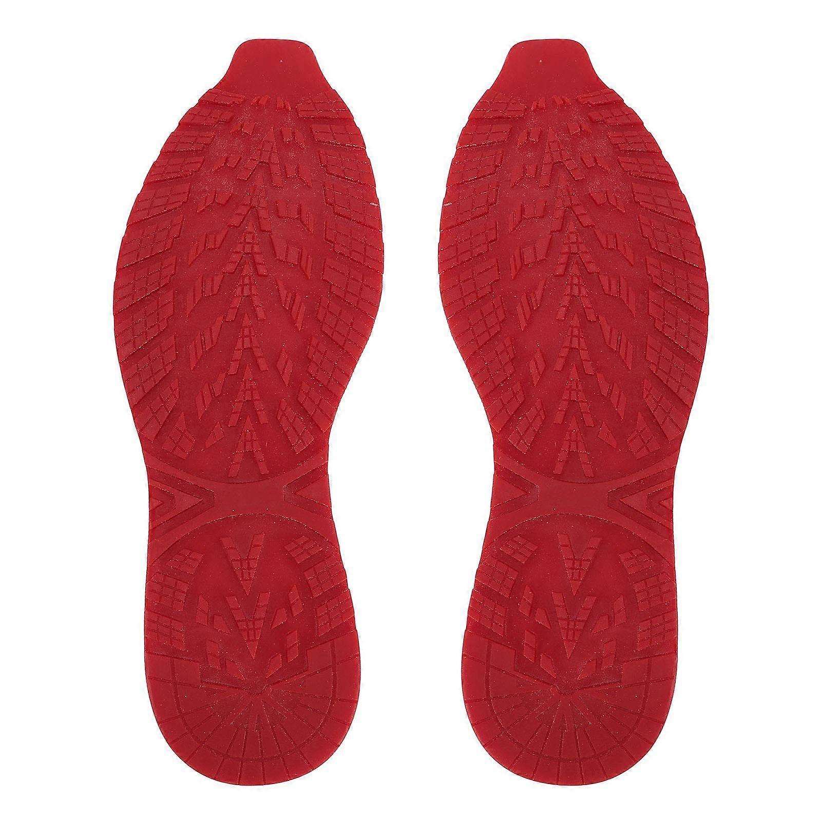 Rubber Replacement Sole for Shoes, Full Sole, Non-Slip, V-Shaped, Repair Material, Wear-Resistant, Silent, Red