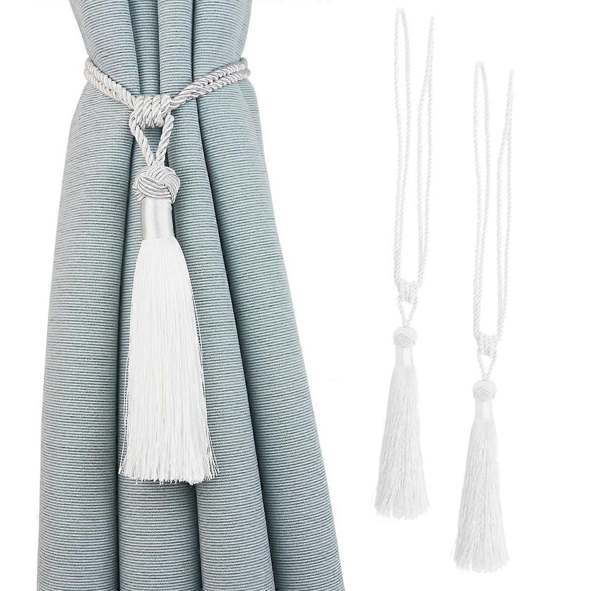 2 Pcs Curtain Tiebacks Tassel Tie-Backs, Handmade Curtain Holdbacks Rope Curtains Tie Handmade Curtain Holdbacks for Home and Office Window Drapery