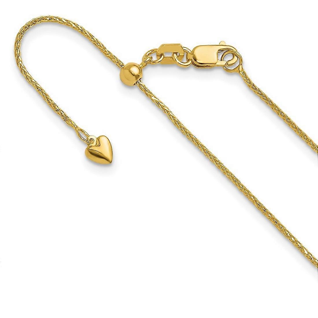 Collier chaîne de blé réglable en or jaune massif 14 carats Sparkle Cut 22 pouces chaîne-collier pour femmes et hommes