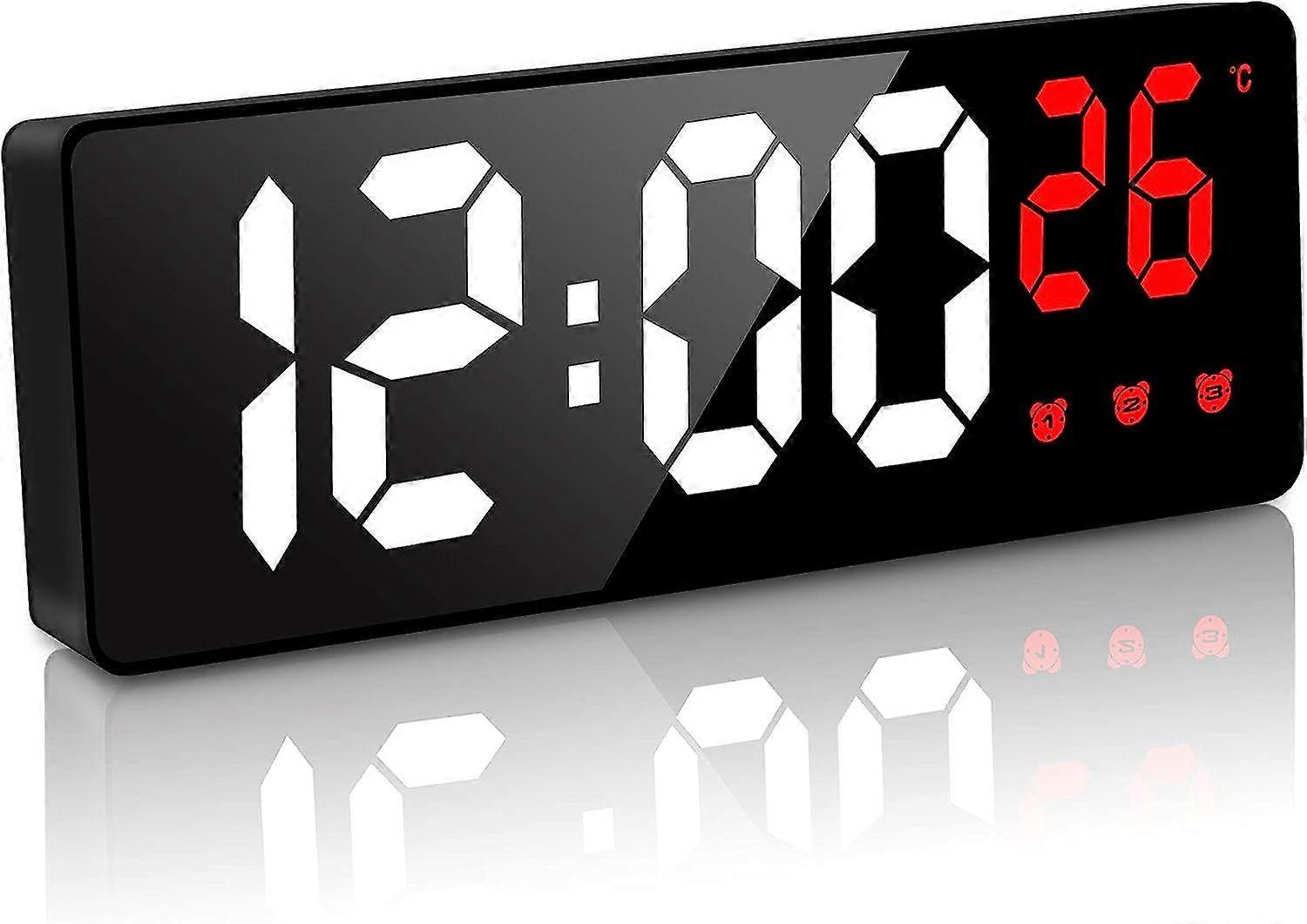 Digital Alarm Clock, 6.7" LED Digital Alarm Clock with Temperature/Tick-Free/for Adults and Kids