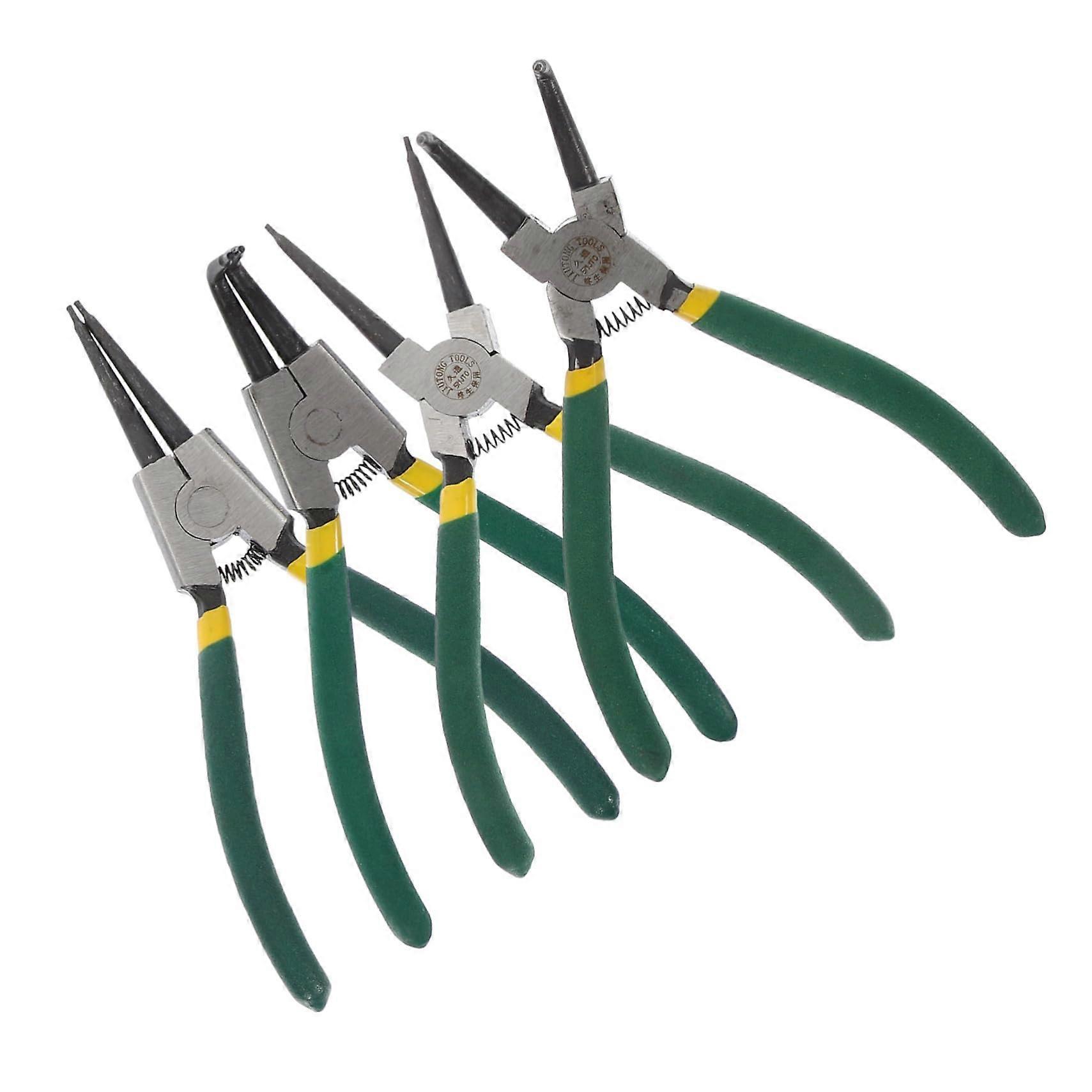 7'' Spring Loaded Clutch Clamp Kit Snap Ring Pliers 4pcs Set Internal External Circlip Pliers for Ring Remover
