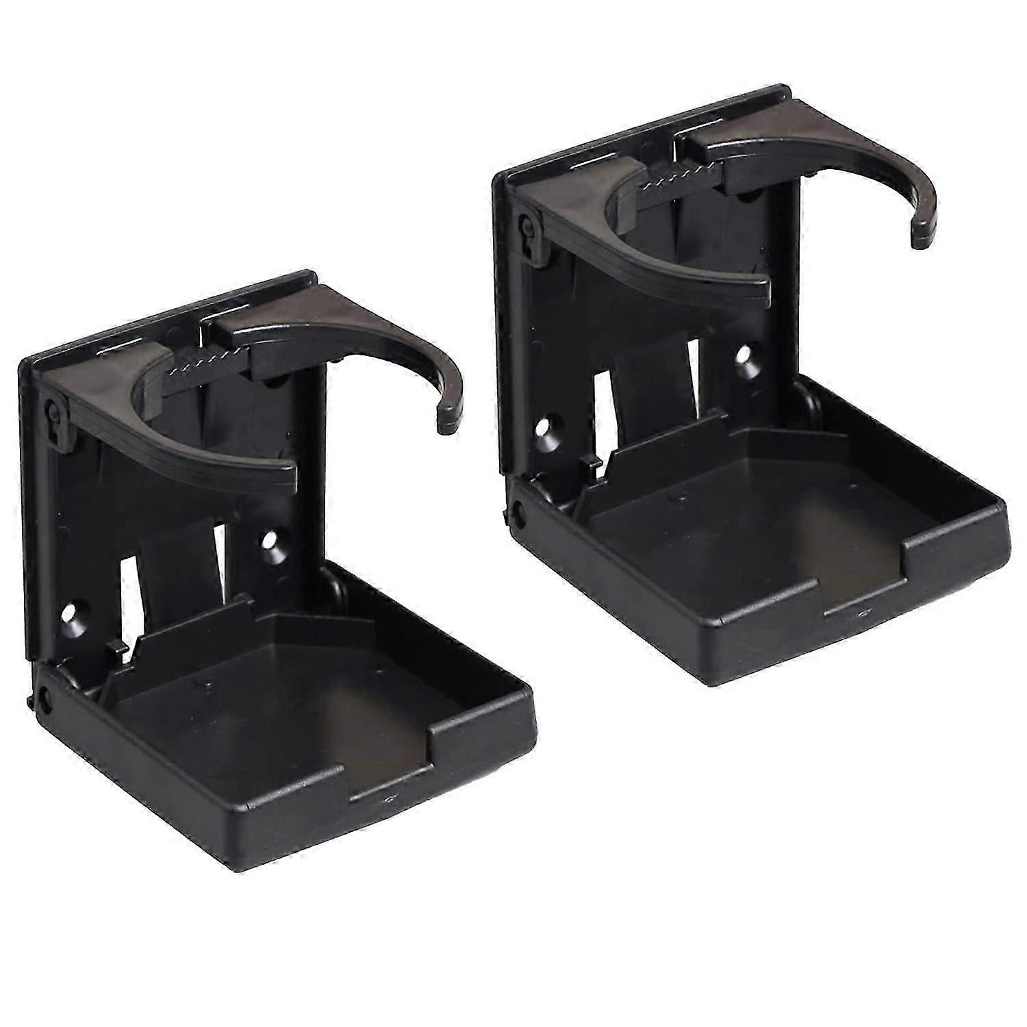 2pcs Adjustable Folding Cup Drink Holder with Screws(Black)