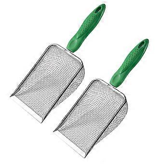 rustfrit stål have jord sigte med håndtag metal katte scooper meshing scooper kuld filter kæledyr rengøring rød