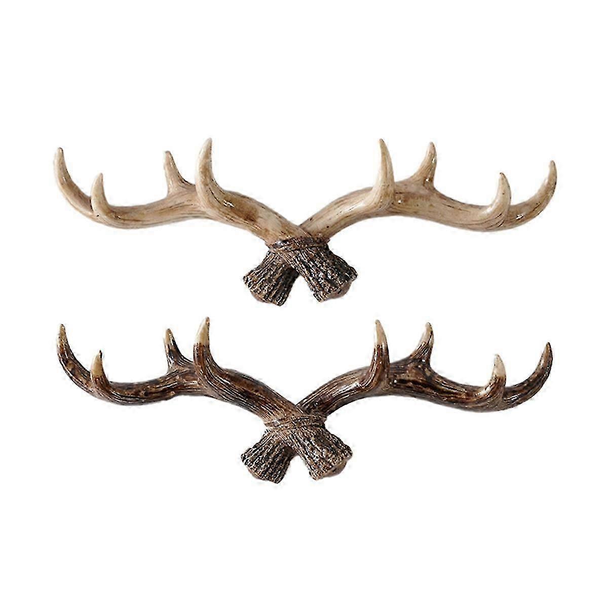 Vintage Deer Horn Hook Resin Key Hooks Holder Wall Mounted Cap Coat Hanger Rack Living Room Bathroo