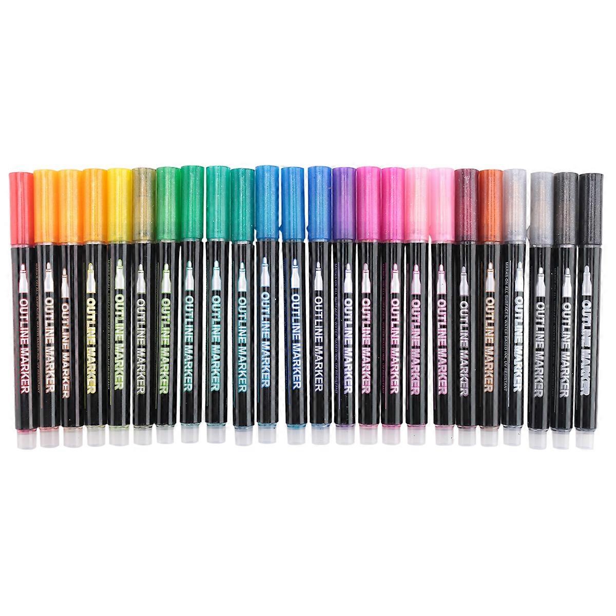 Shimmer Markers Doodle Outline Dazzles: 24 Colors Glitter Pens Set