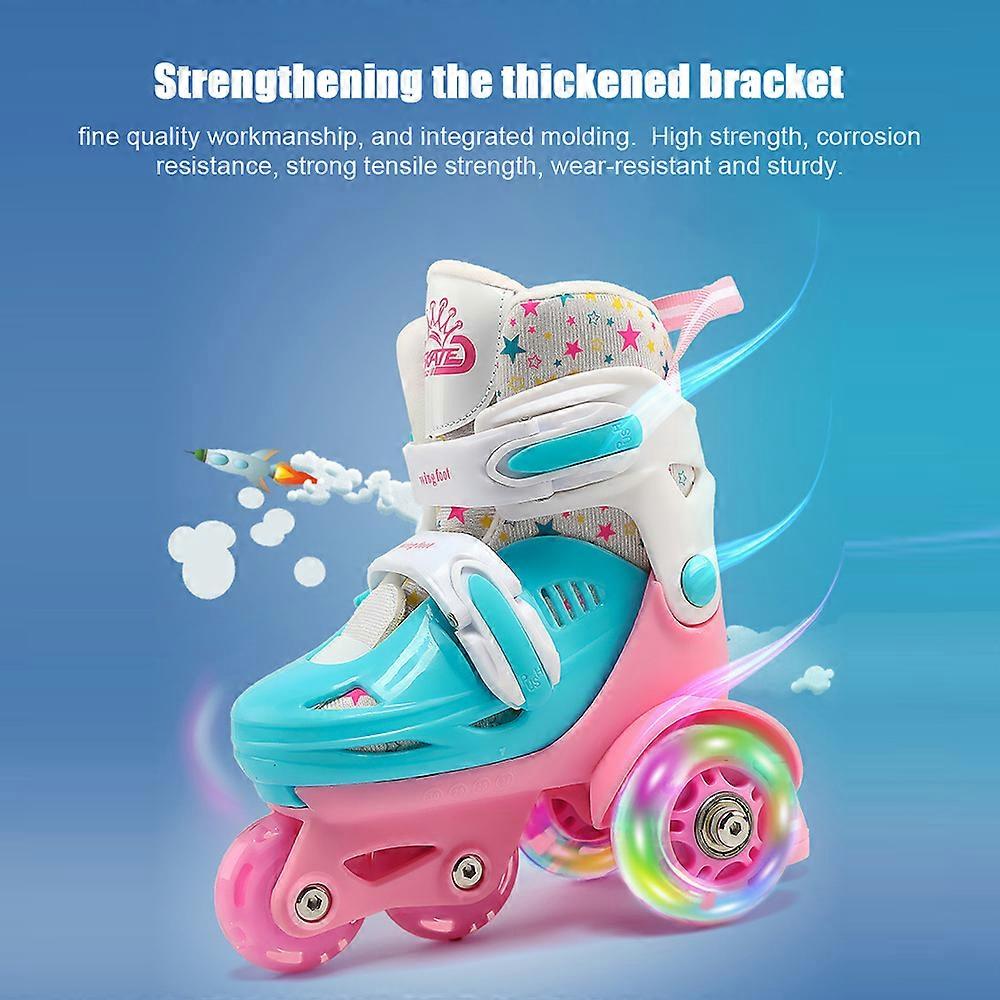 Flash Skating Shoes Kids Beginner Roller Skating Shoes Set Children Skates with Kneepad Elbow Pads Helmet Roadblock Backpack Roller Skates