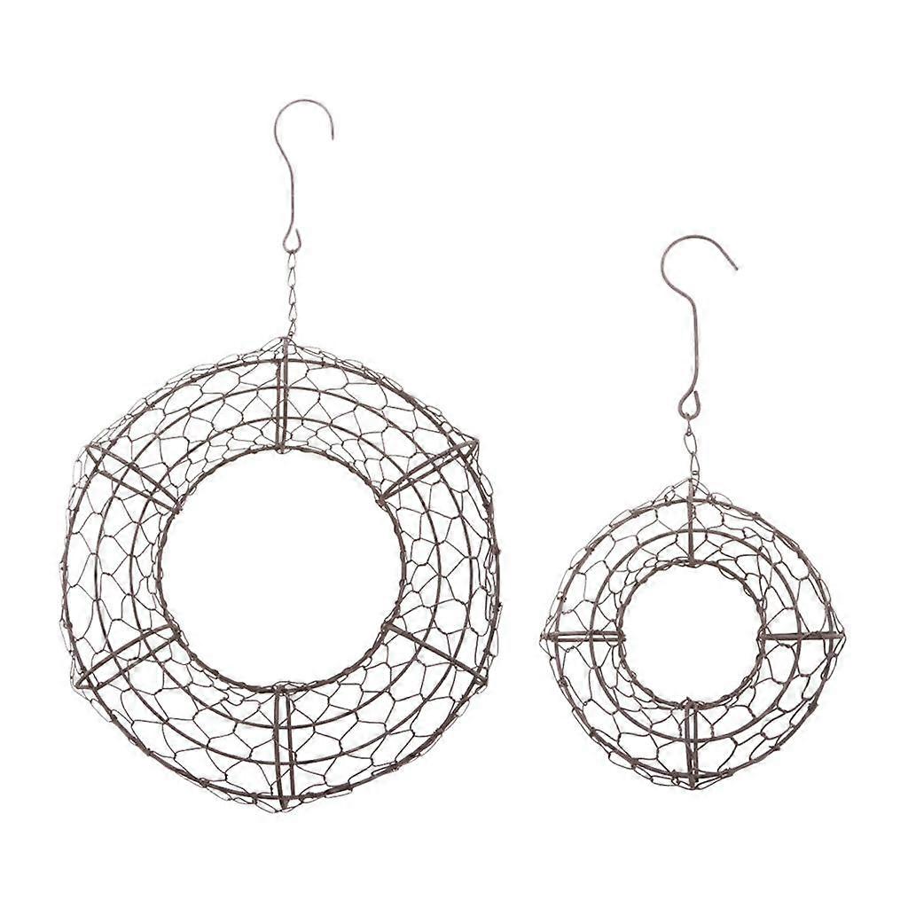 2 STÜCKE Eisendraht Kranzrahmen Topf Metall hängender Pflanzgefäßhalter, S + L