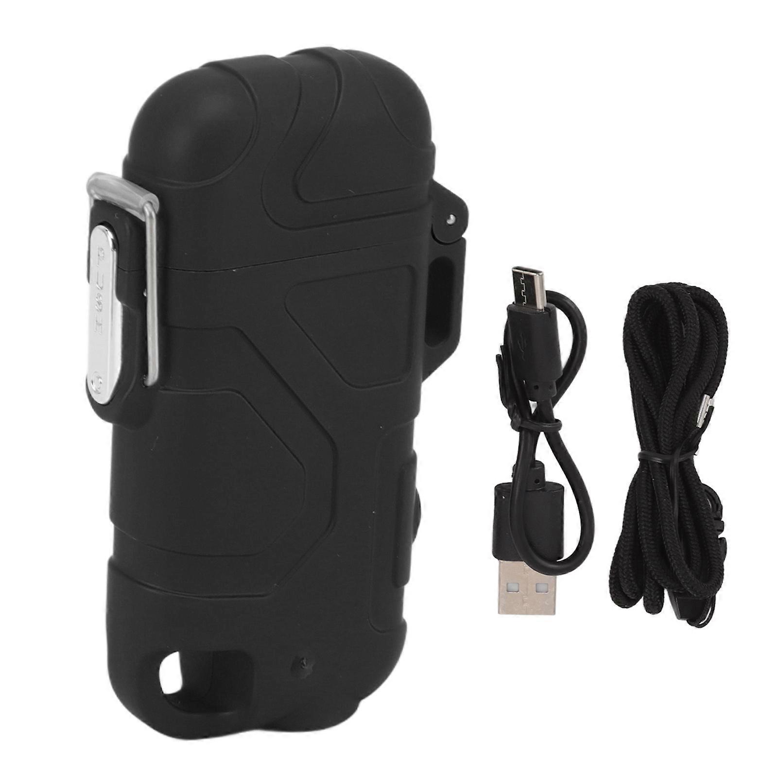 Double Arc Plasma Windproof Waterproof Flameless USB Electric Lighter with 3 Gear Adjustable Flashlight