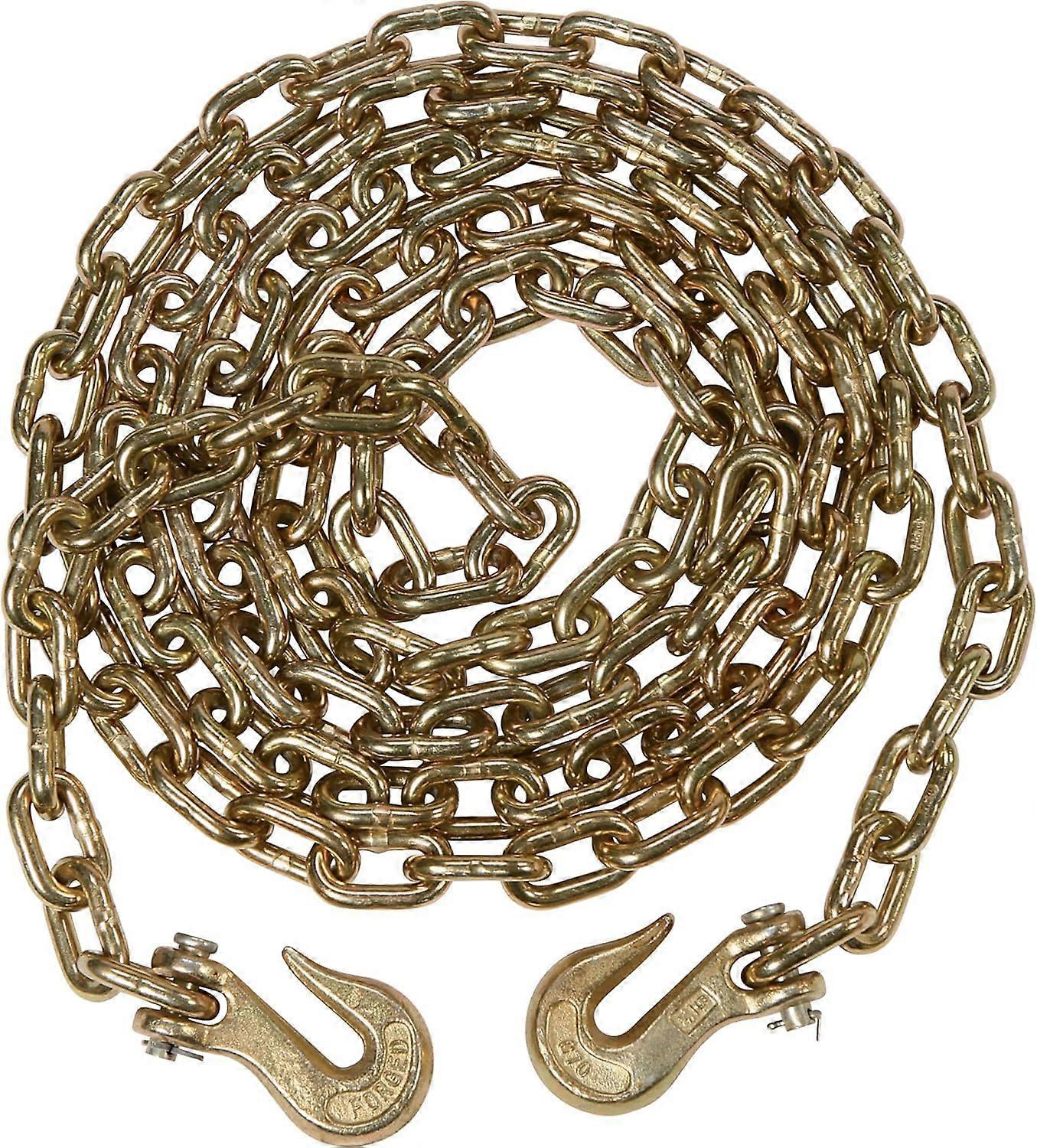 TieDown Transport Tow Chain, 5/16'' x 20 FT Grade 70 Chain with Clevis Grab Hooks