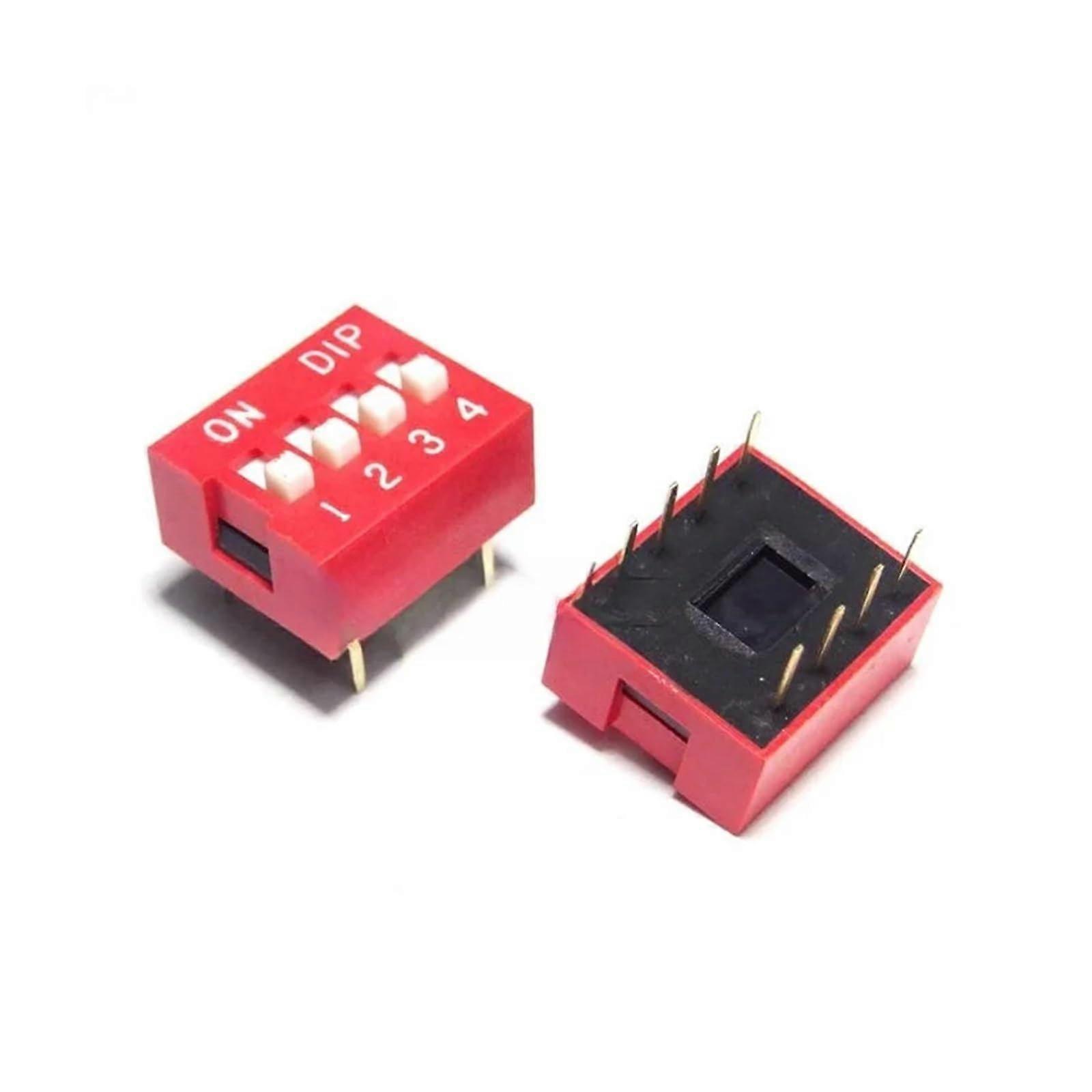 DIP Switch 4 Way 2.54mm, 4 Position DIP Switch, Compact Size, PCB Mountable, Durable Switches for Electronics