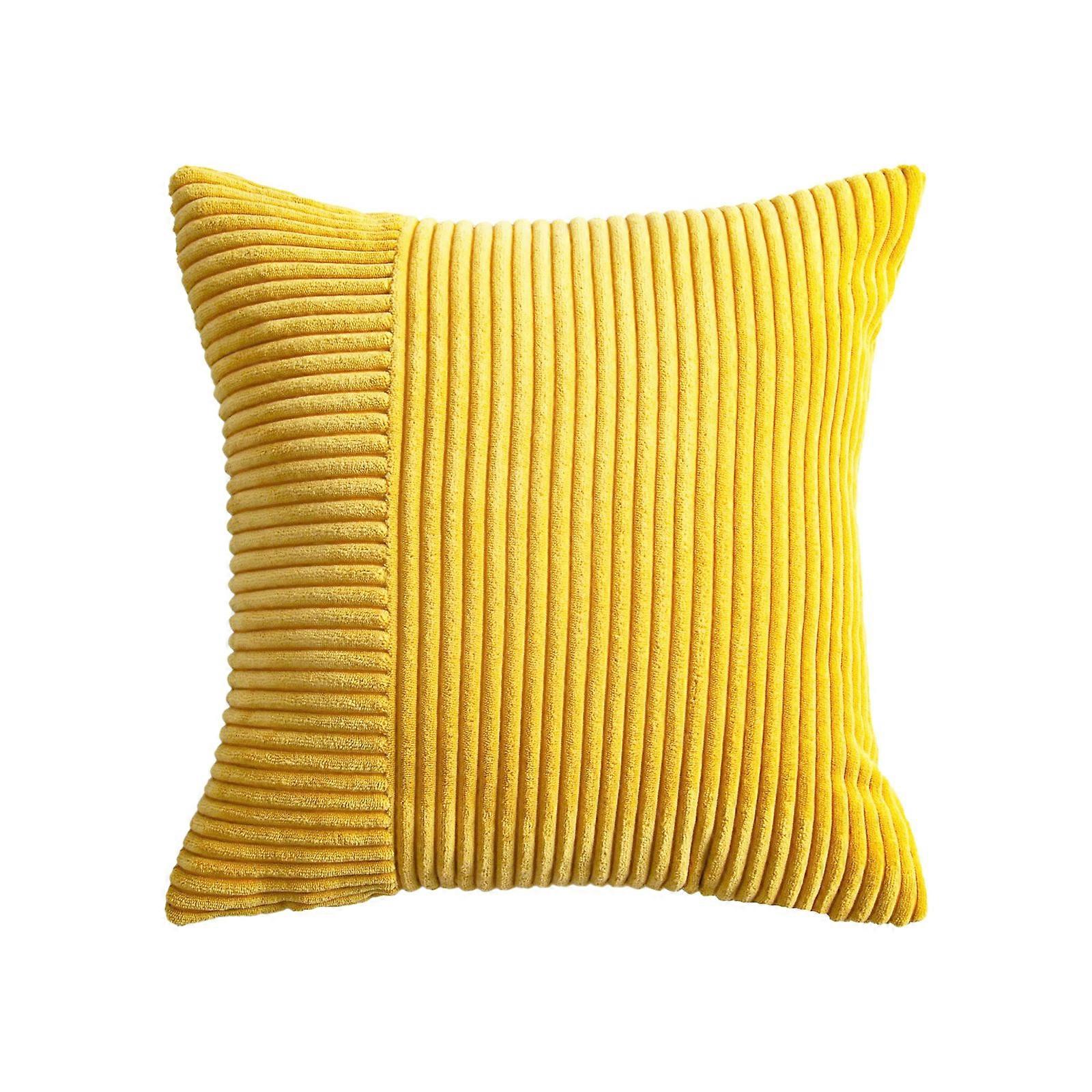 Elegant Corduroy Pillowcase Soft Polyester Pillowcase Cushions Cover Ideal for Enhancing Homes Aesthetic Fade Resistant Yellow