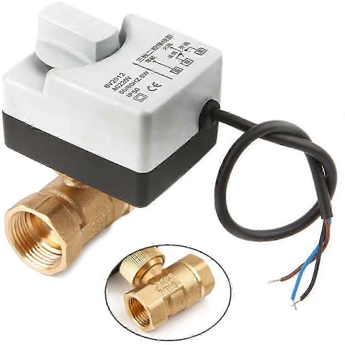 Ac220V Dn15 2 Way 3 Wires Motorized Ball Valve Electric Actuator With Manual Switch
