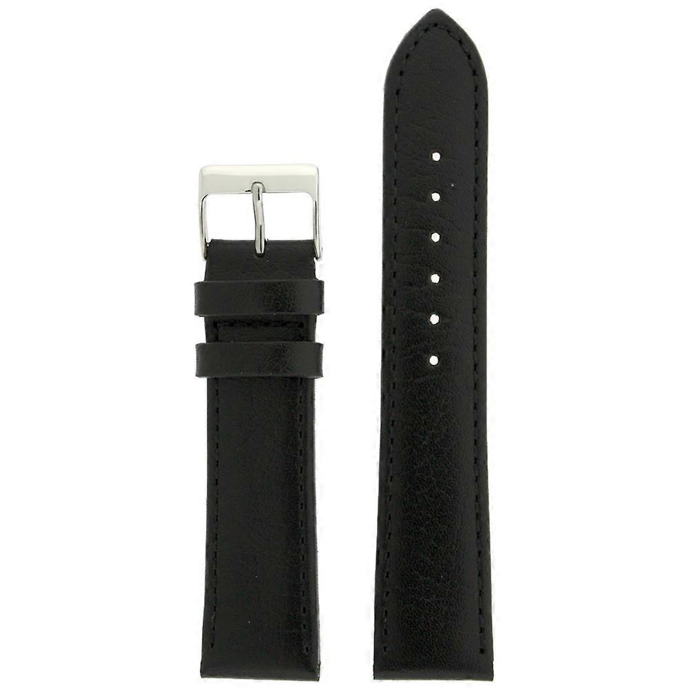 Watch Band Black Calf Leather for Men 18mm Smooth Strap Compatible with Various Styles and Models