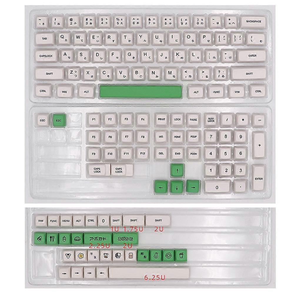 PBT Avocado Keycaps 137 keys XDA Five-sided Sublimation Keycap Japanese/ English for Cherry MX Mechanical Keyboards