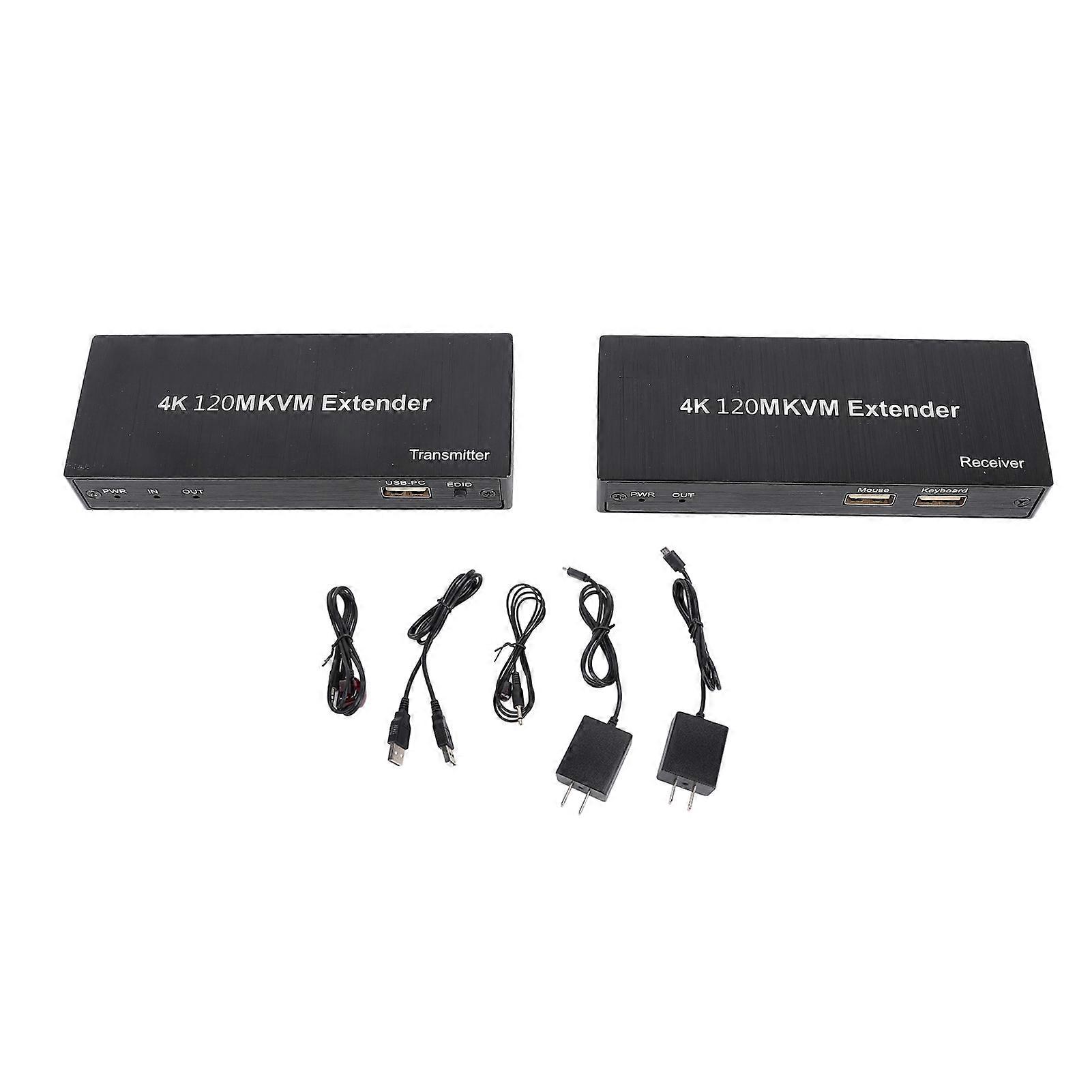 120m 4K HDMI KVM USB Extender for Remote Control Over Cat5e/6/7 Cable with US Plug