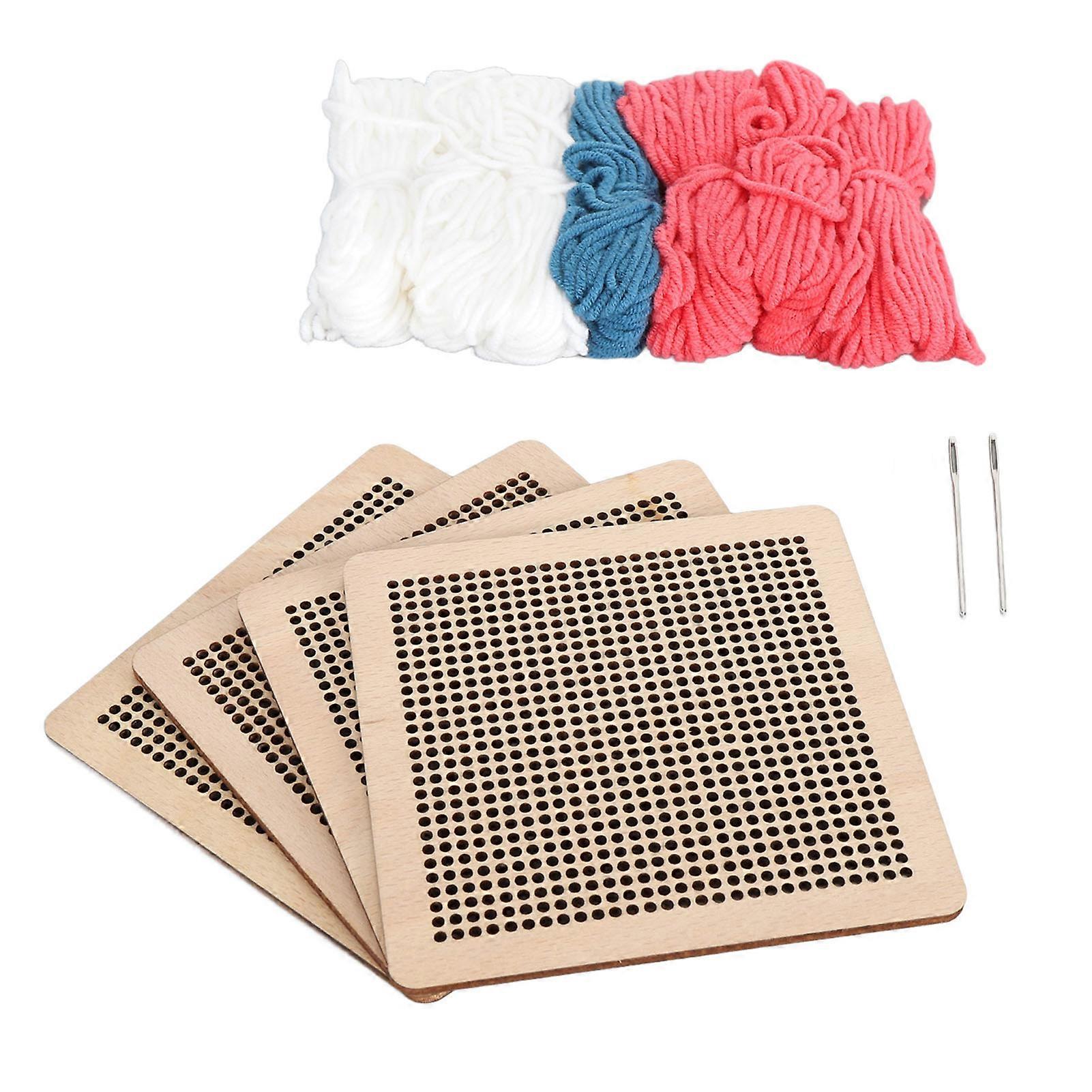 4Pcs Cross Stitch Beginner Kit Floral Pattern Needlepoint Starter Sewing Set Embroidery Kit Rose Red 