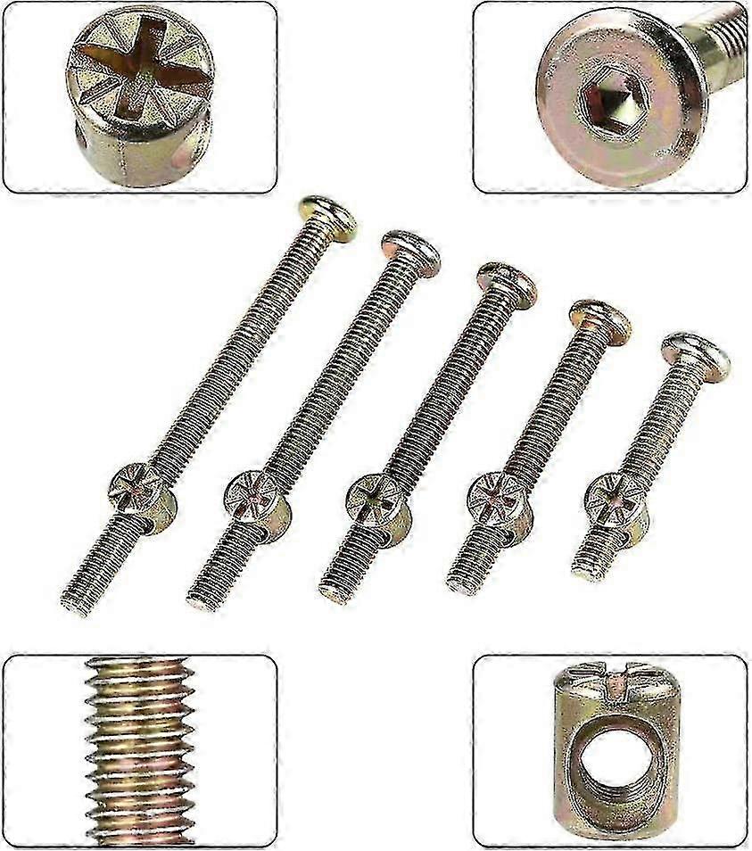 25pcs Hex Head Bolts Set, Includes 25pcs Compatible Cylindrical Nuts, Complete Assortment Kit for Various Applications