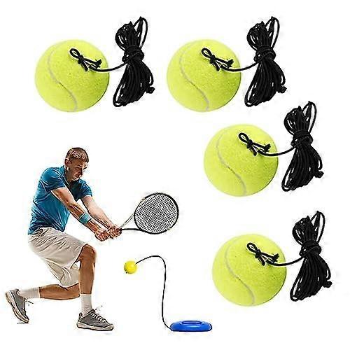 Tennis Trainer Tennis Training Ball Replacement Balls with String for Beginners Single Player Practice Equipment Yellow 4 Pack