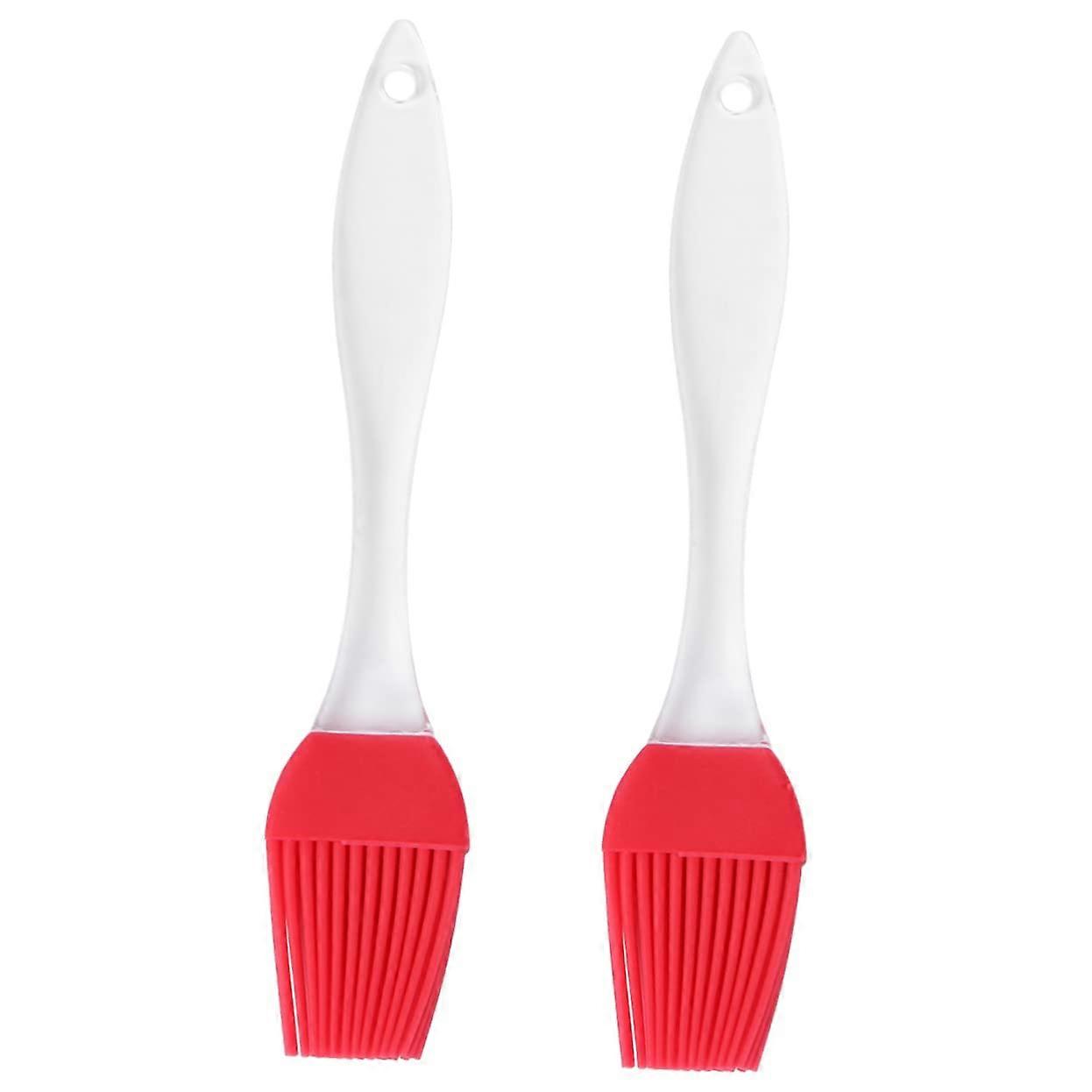Hightemperature grill brush Made of silicone 2 pieces Red handle Brush for applying oil sauce and cream