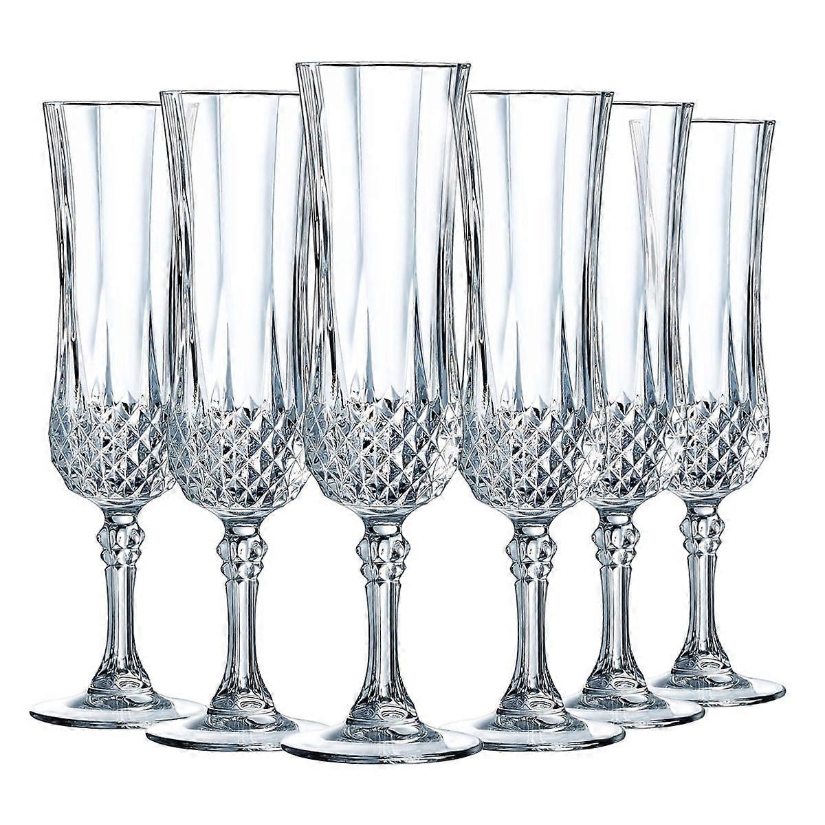 Paris Longchamp Champagne Flutes 14cl Glossy Transparent and Highly Resistant Made in France Q7341 Pack of 6 champagne flutes 14 cl