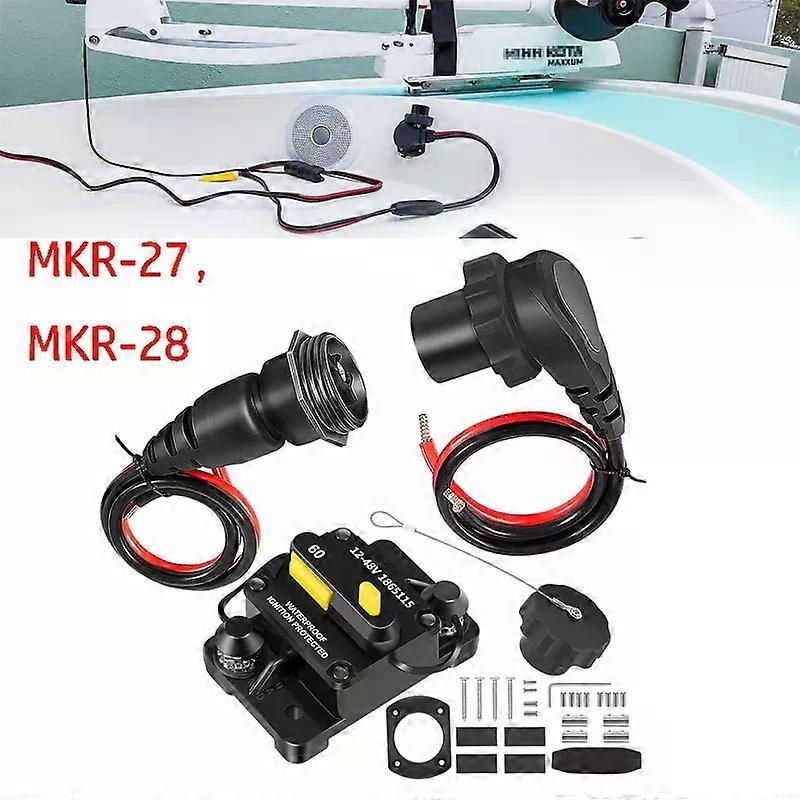MKR-27 60 AMP Circuit Breaker 1865115   MKR-28 Trolling Motor Plug and Receptacle 1865120 Combo - Fits for Minn Kota Motors
