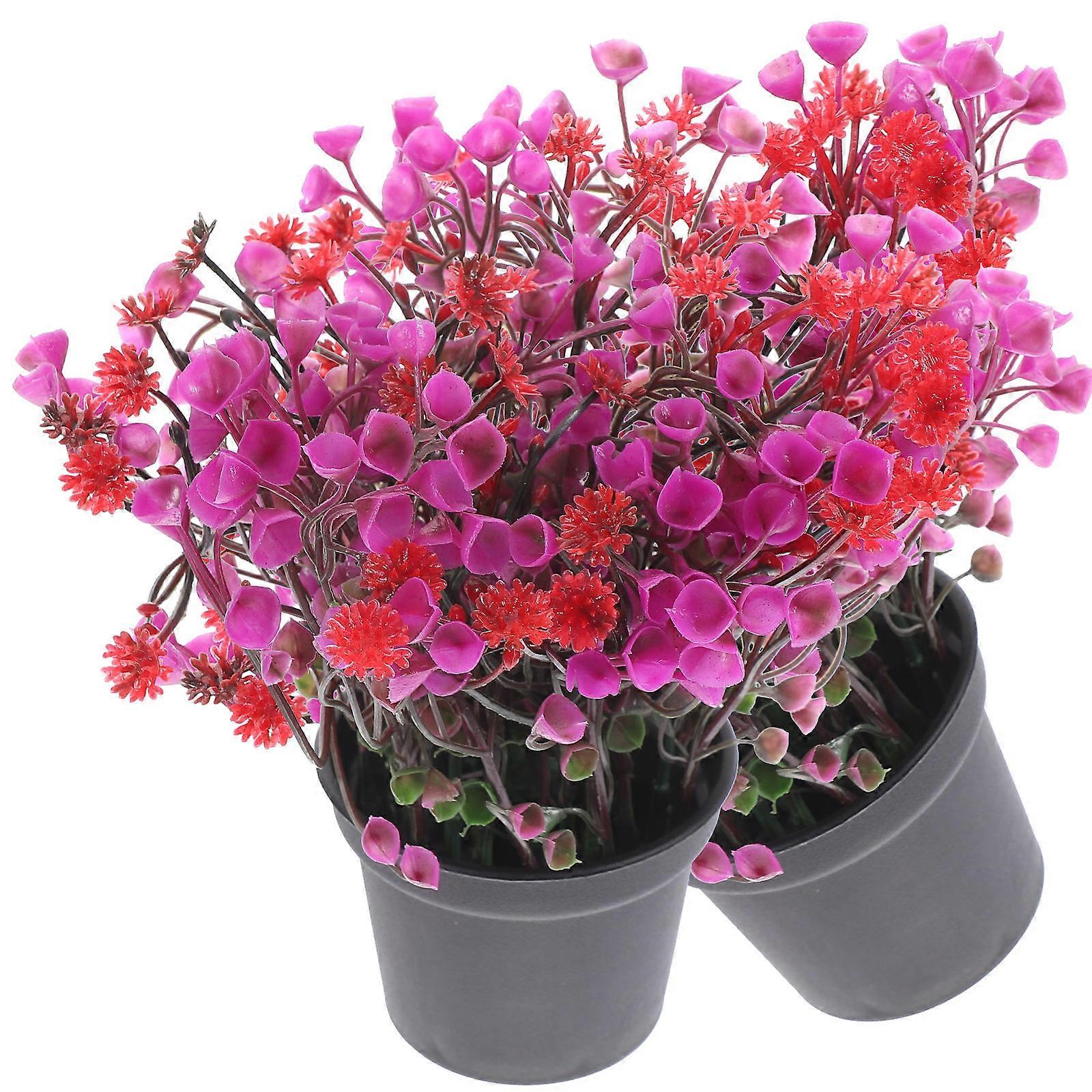 Home Decor Artificial Plant Artificial Potted Plant Multi Colored 10X16CM Plastic Study Room 2Pcs